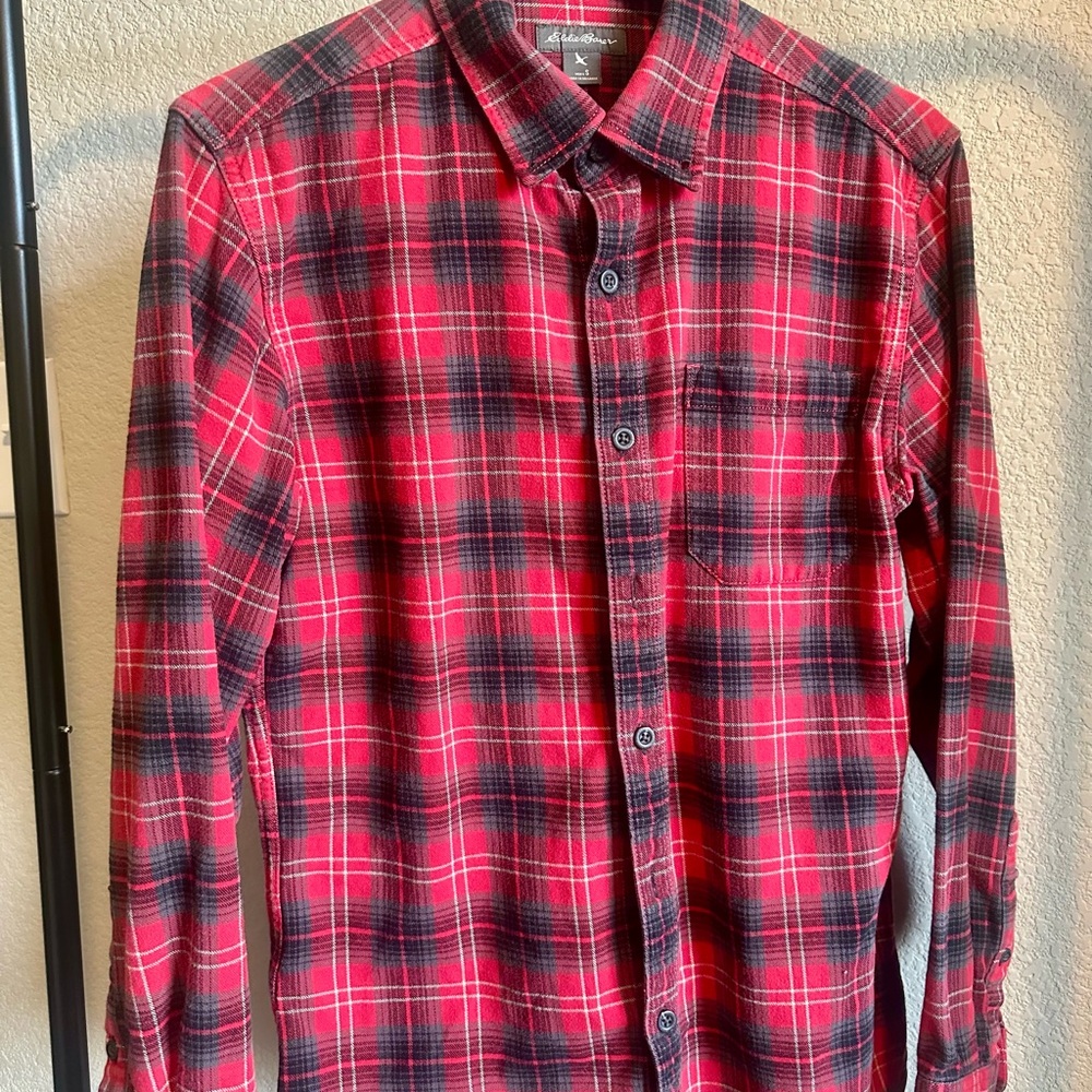 Eddie Bauer Red and Black Checkered Men's Shirt